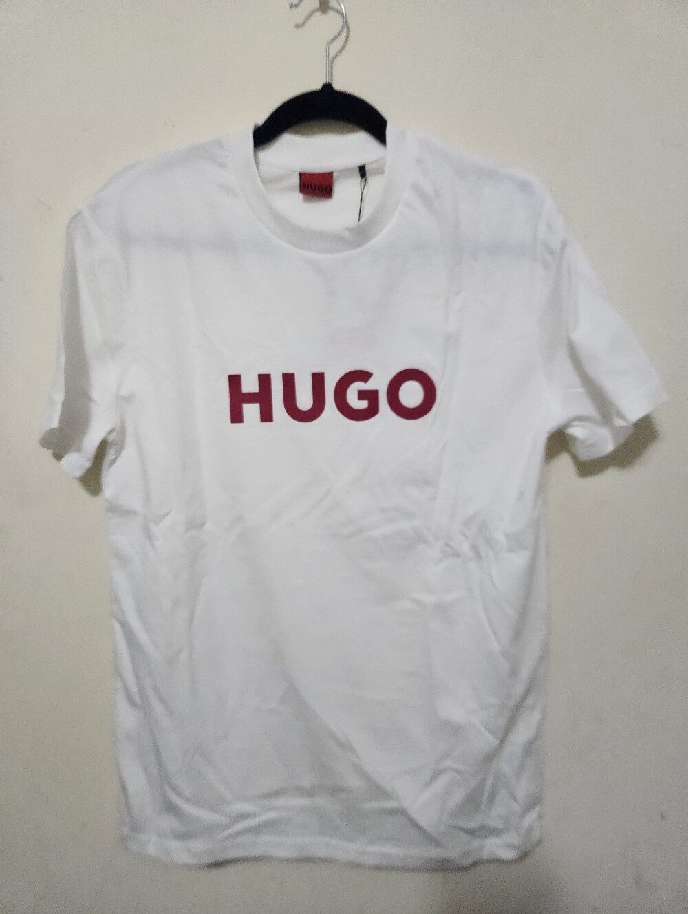 HUGO White Short Sleeve Tee with Red Logo